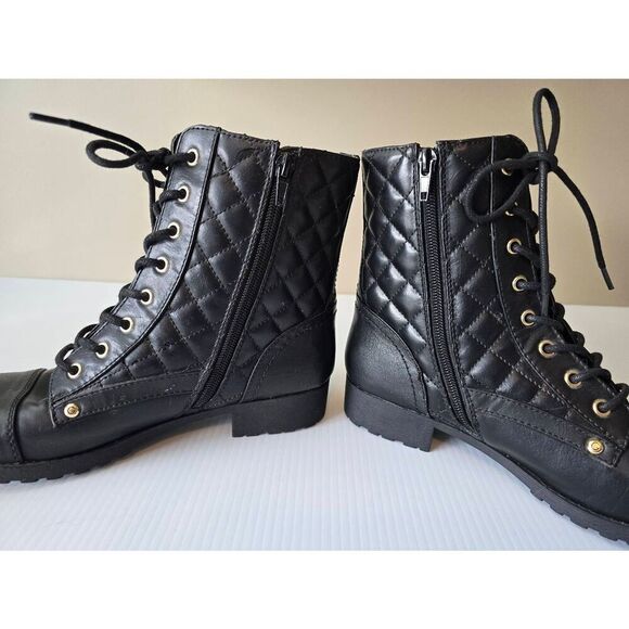 G by Guess Byson Combat Boots Sz 7 1/2 Black - Picture 5 of 10